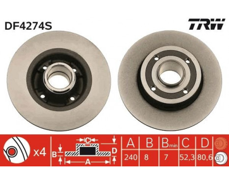 Bromsskiva DF4274S TRW, bild 2