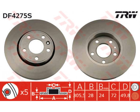 Bromsskiva DF4275S TRW