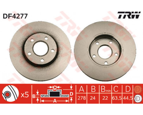 Bromsskiva DF4277 TRW