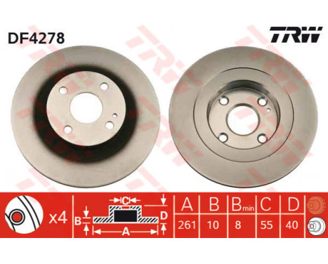 Bromsskiva DF4278 TRW