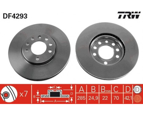 Bromsskiva DF4293 TRW, bild 2