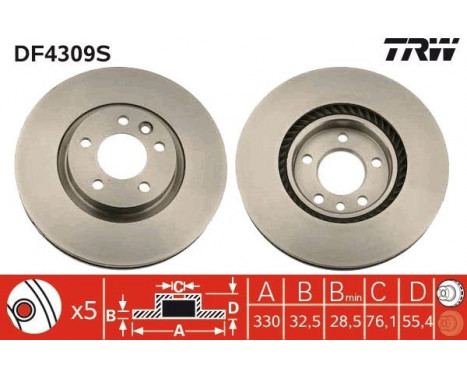 Bromsskiva DF4309S TRW, bild 3