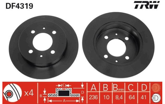 Bromsskiva DF4319 TRW, bild 2