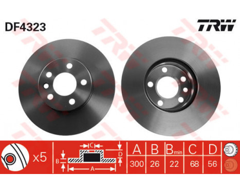 Bromsskiva DF4323 TRW