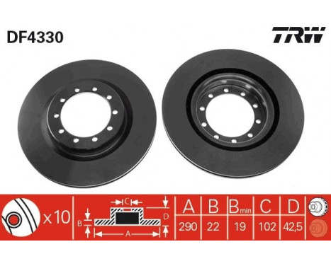 Bromsskiva DF4330 TRW, bild 2