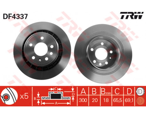 Bromsskiva DF4337 TRW