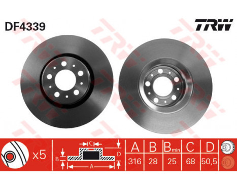 Bromsskiva DF4339 TRW