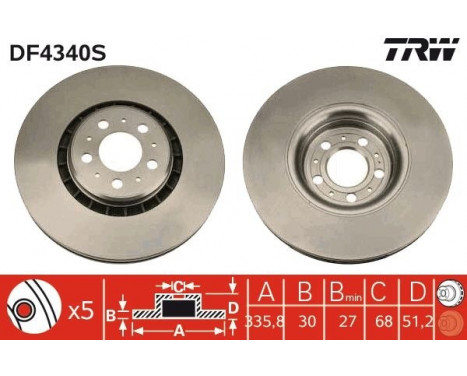 Bromsskiva DF4340S TRW, bild 2