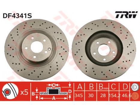 Bromsskiva DF4341S TRW