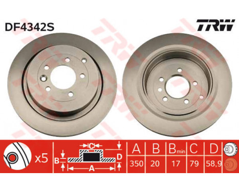 Bromsskiva DF4342S TRW