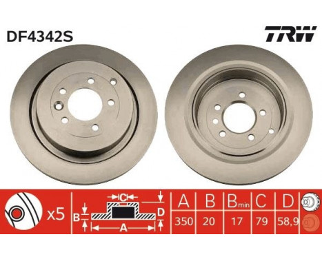 Bromsskiva DF4342S TRW, bild 2