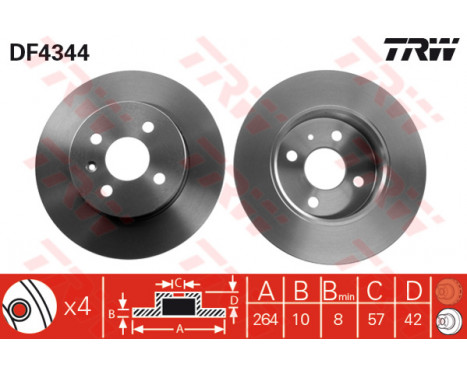 Bromsskiva DF4344 TRW