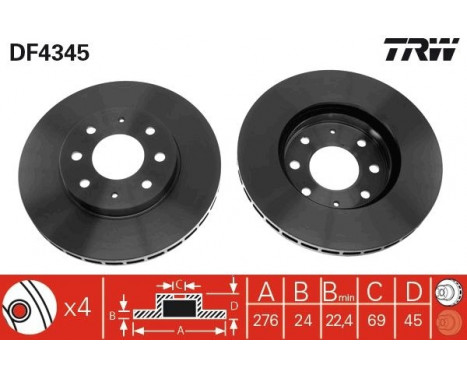 Bromsskiva DF4345 TRW, bild 2