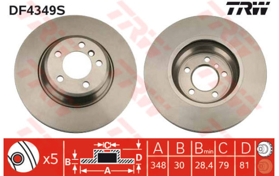 Bromsskiva DF4349S TRW