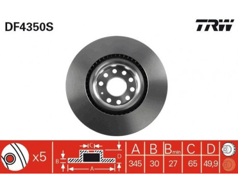 Bromsskiva DF4350S TRW, bild 3