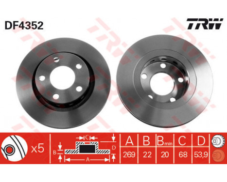 Bromsskiva DF4352 TRW