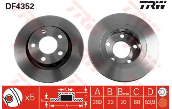 Bromsskiva DF4352 TRW