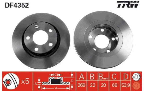 Bromsskiva DF4352 TRW, bild 2