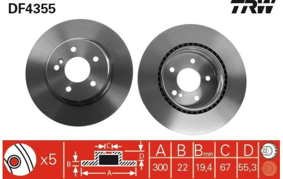 Bromsskiva DF4355 TRW, bild 2