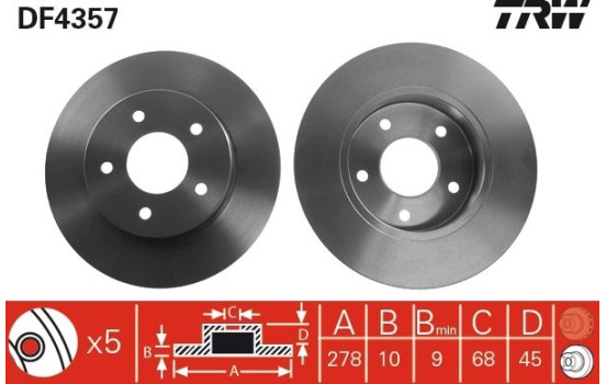 Bromsskiva DF4357 TRW, bild 2