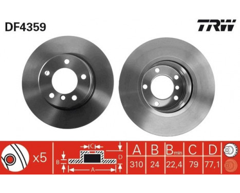 Bromsskiva DF4359 TRW, bild 2