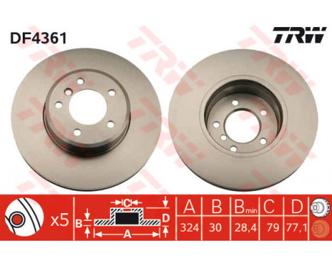 Bromsskiva DF4361 TRW