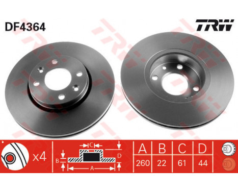 Bromsskiva DF4364 TRW