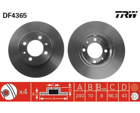 Bromsskiva DF4365 TRW
