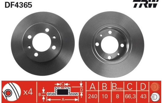 Bromsskiva DF4365 TRW