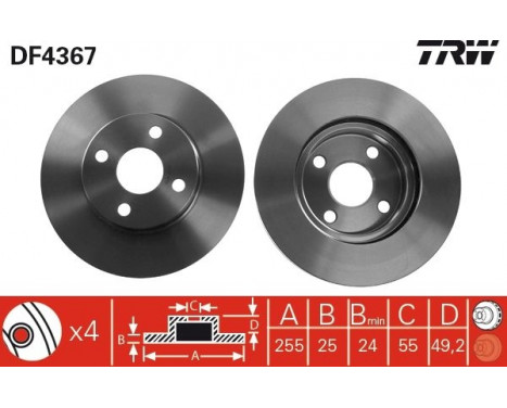 Bromsskiva DF4367 TRW, bild 2