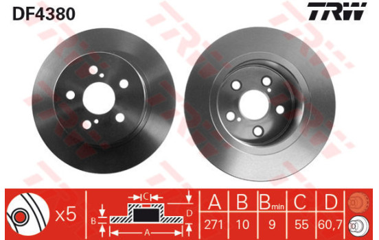 Bromsskiva DF4380 TRW