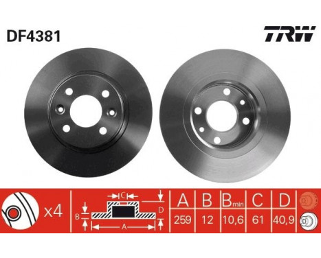 Bromsskiva DF4381 TRW, bild 3