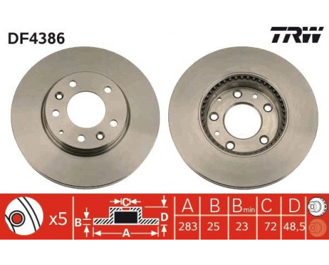 Bromsskiva DF4386 TRW, bild 2