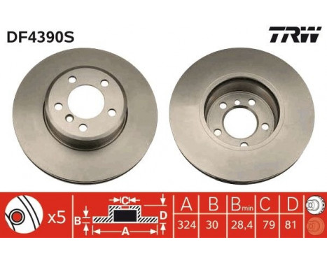 Bromsskiva DF4390S TRW