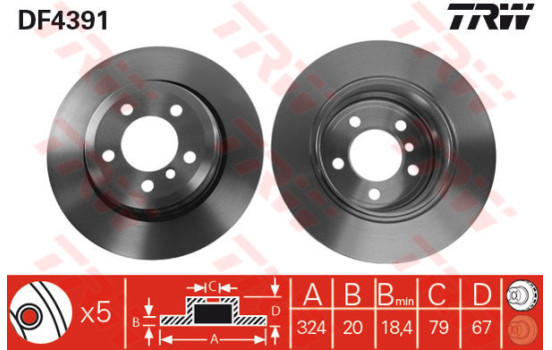 Bromsskiva DF4391 TRW