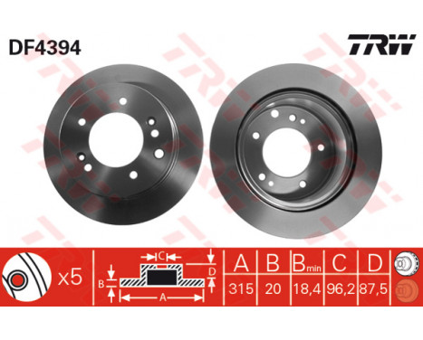 Bromsskiva DF4394 TRW