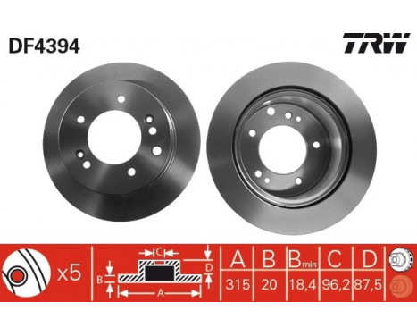 Bromsskiva DF4394 TRW, bild 2