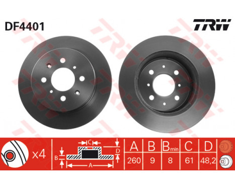 Bromsskiva DF4401 TRW