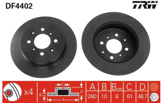 Bromsskiva DF4402 TRW, bild 2