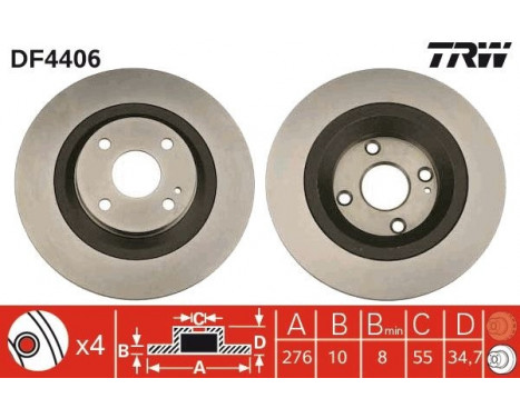 Bromsskiva DF4406 TRW