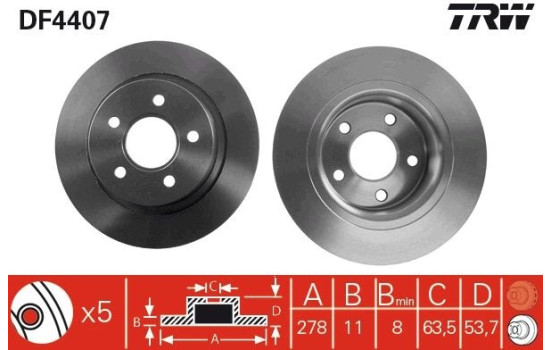 Bromsskiva DF4407 TRW