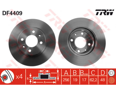 Bromsskiva DF4409 TRW