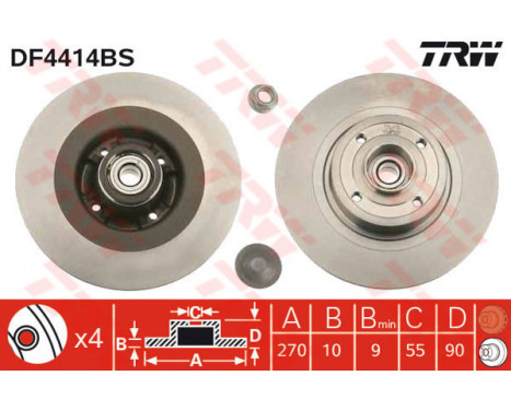 Bromsskiva DF4414BS TRW