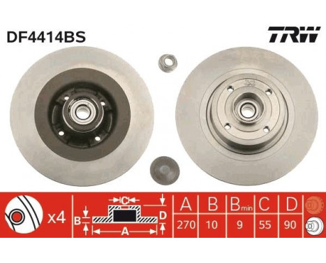 Bromsskiva DF4414BS TRW, bild 2