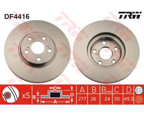 Bromsskiva DF4416 TRW
