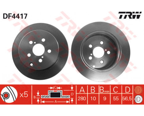 Bromsskiva DF4417 TRW