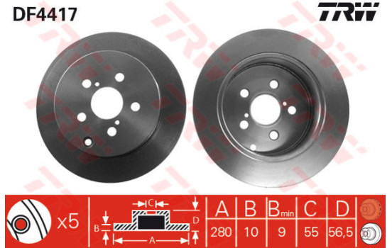 Bromsskiva DF4417 TRW