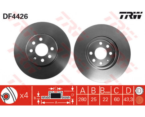 Bromsskiva DF4426 TRW