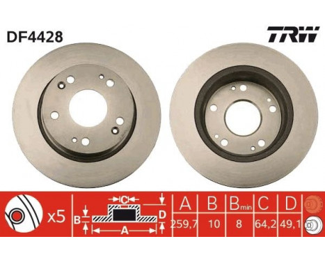 Bromsskiva DF4428 TRW