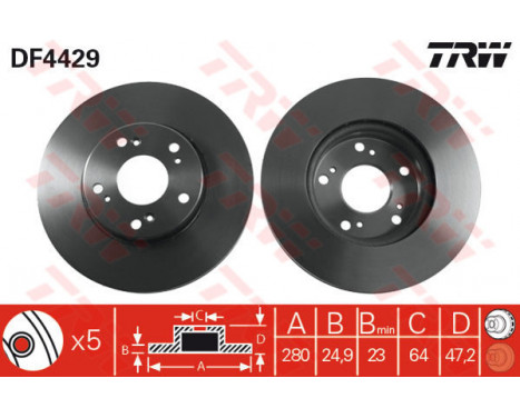 Bromsskiva DF4429 TRW